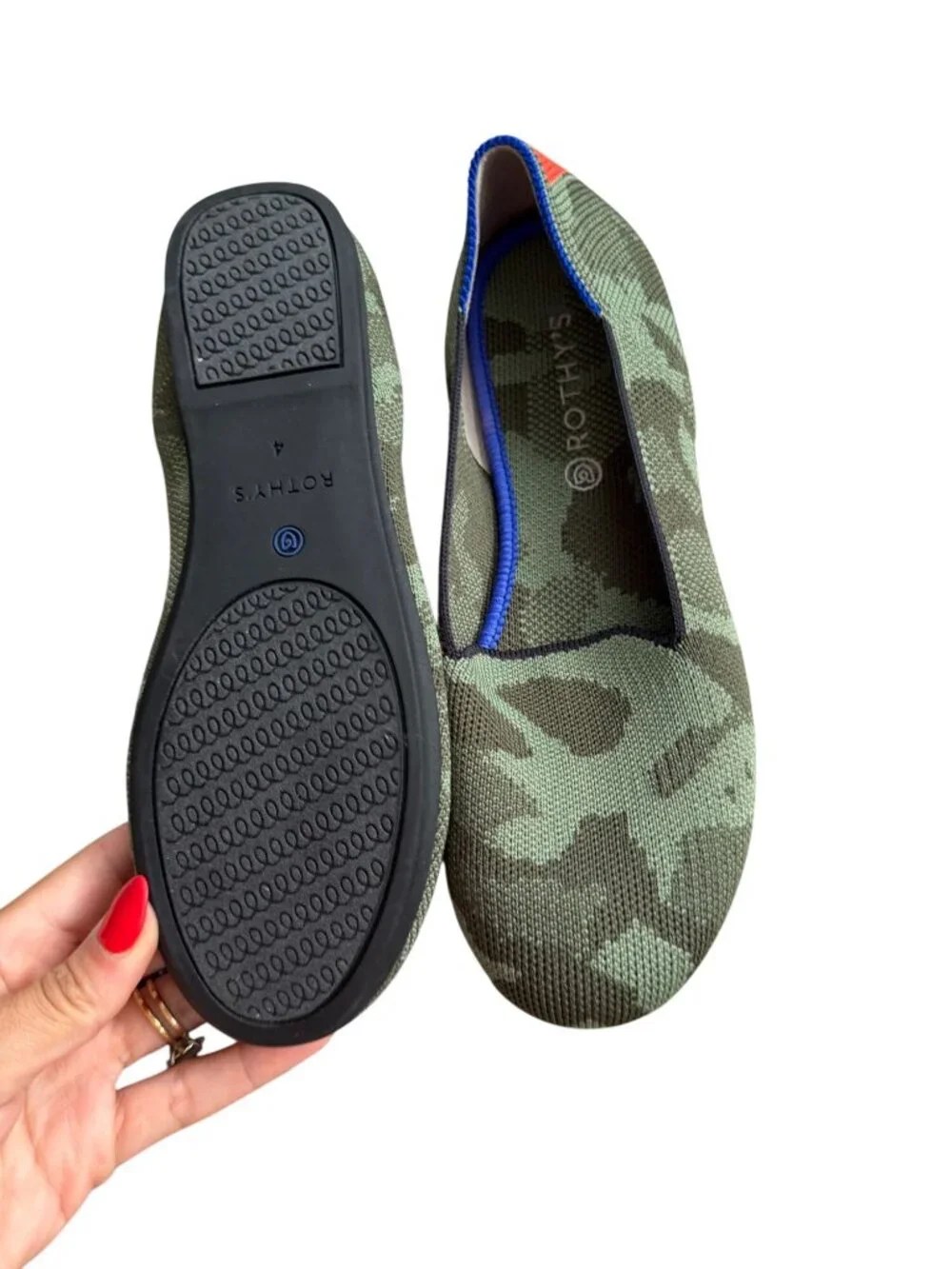 ROTHYS Kids Green Camo Flats Size 4 Shoes